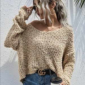 gray and gold oversized sweaters from shein, size L
